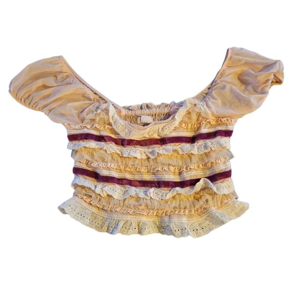 Urban Outfitters Kimchi Blue Liliana Ruffle Top Rose Pink - Picture 7 of 8